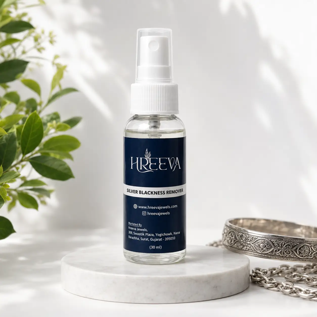 Hreeva Silver Blackness Remover Spray for Sterling Silver Jewellery Cleaning (30 ml)