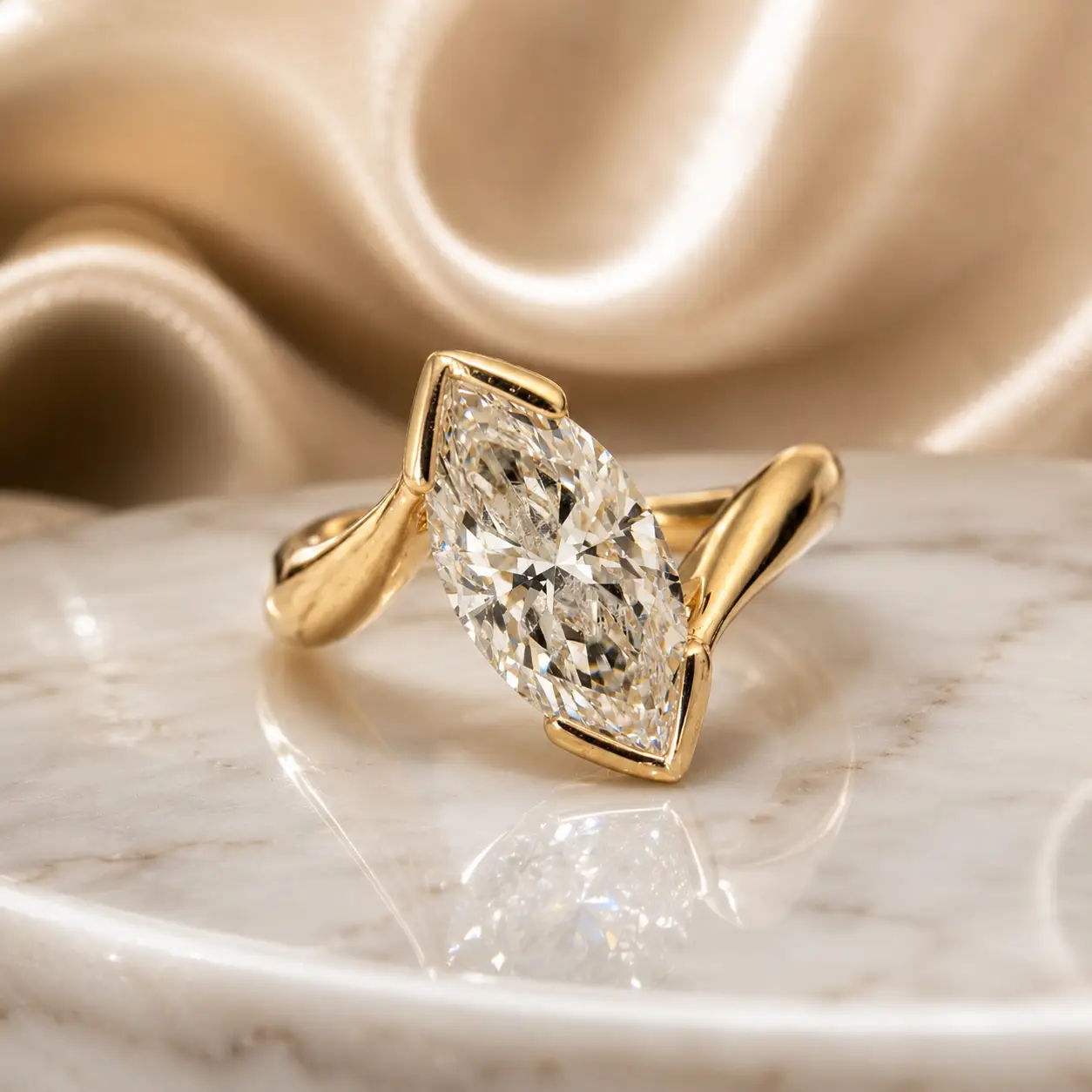 2 CT Marquise Cut LabGrown Diamond Ring